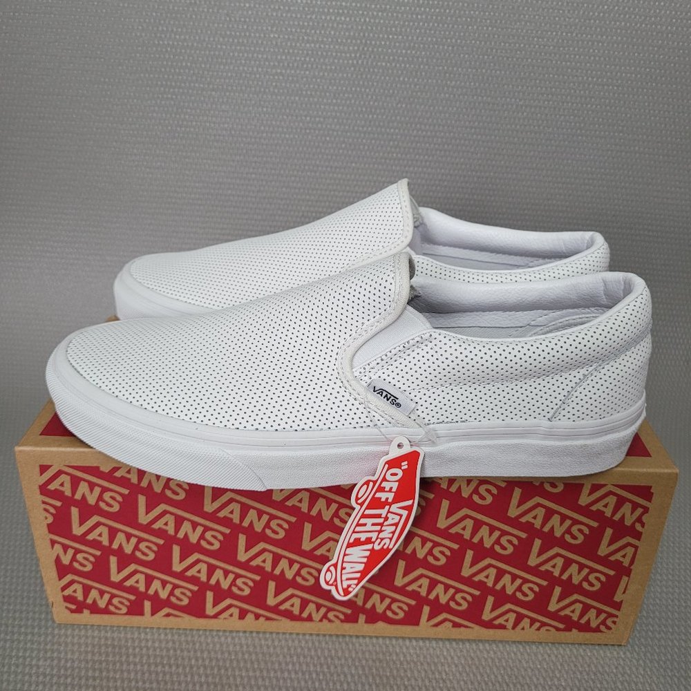 Brand New Vans Classic Slip On (Perf Leather) White - Size: Mens 9 / Ladies 10.5